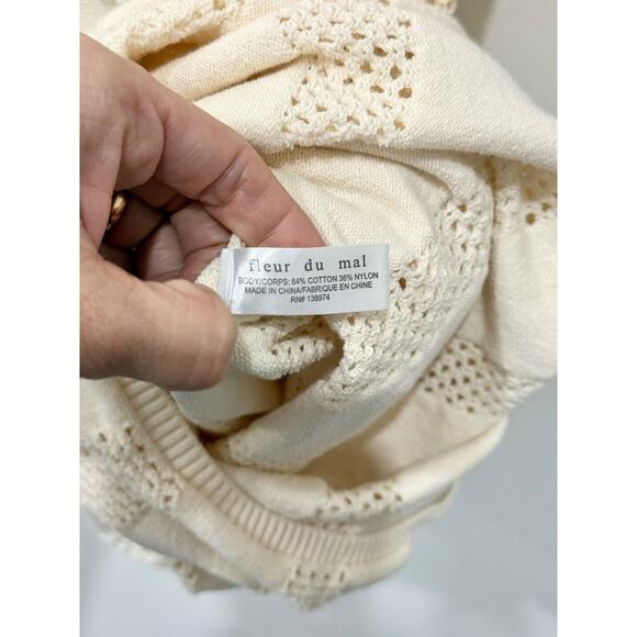 Fleur Du Mal Sleeveless Crochet Knit Bodycon Maxi Dress Cream Women's Size XS - Picture 4 of 4